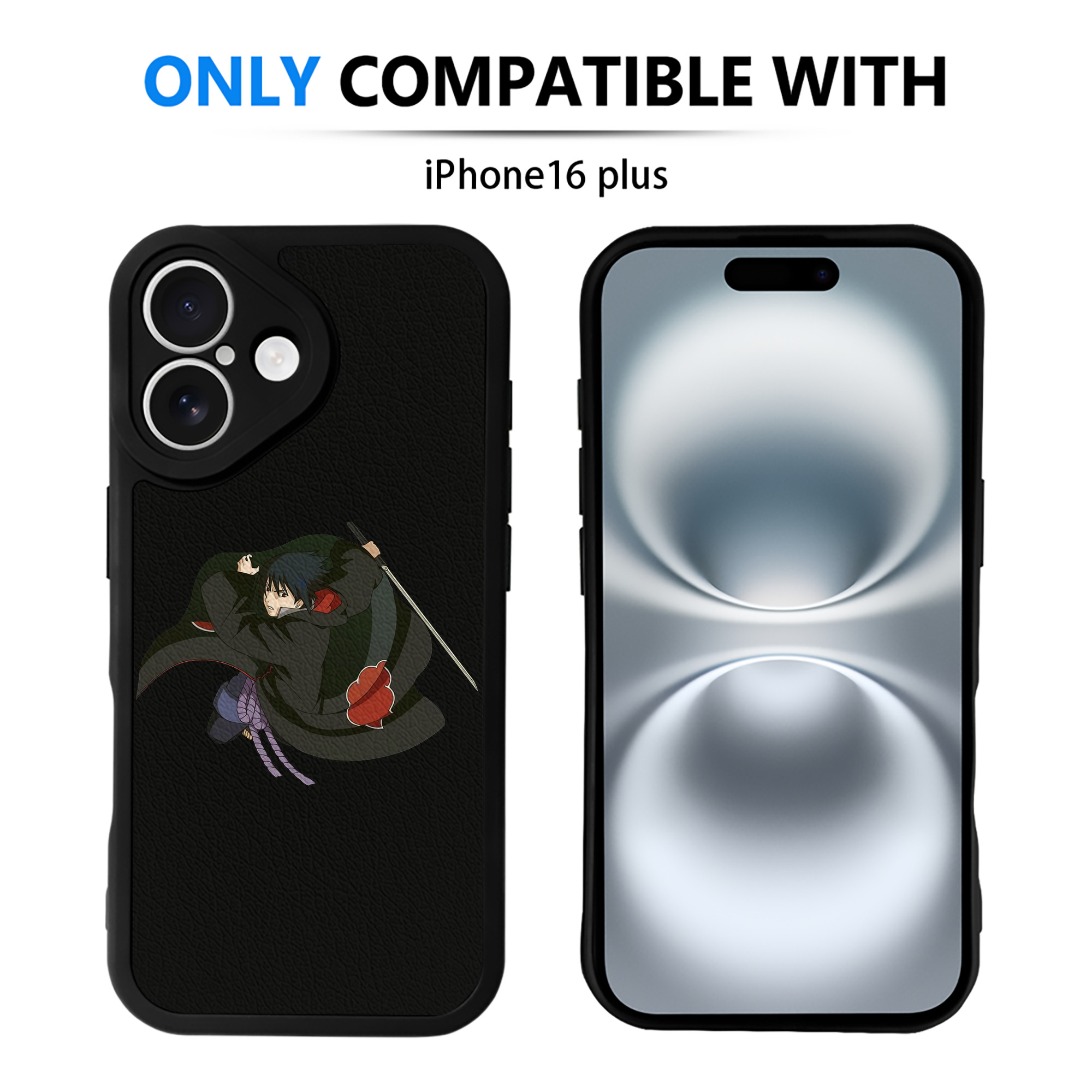 （画像用） NARUTO -ナルト- うちは サスケ Uchiha Sasuke 【iPhone 16シリーズ対応】シリコンスマホケース（レザー調） 材質：シリコン